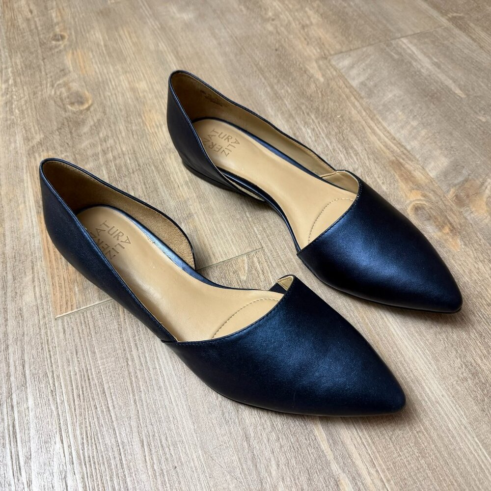 Naturalizer Women Samantha Flats Leather Metallic Navy 12M